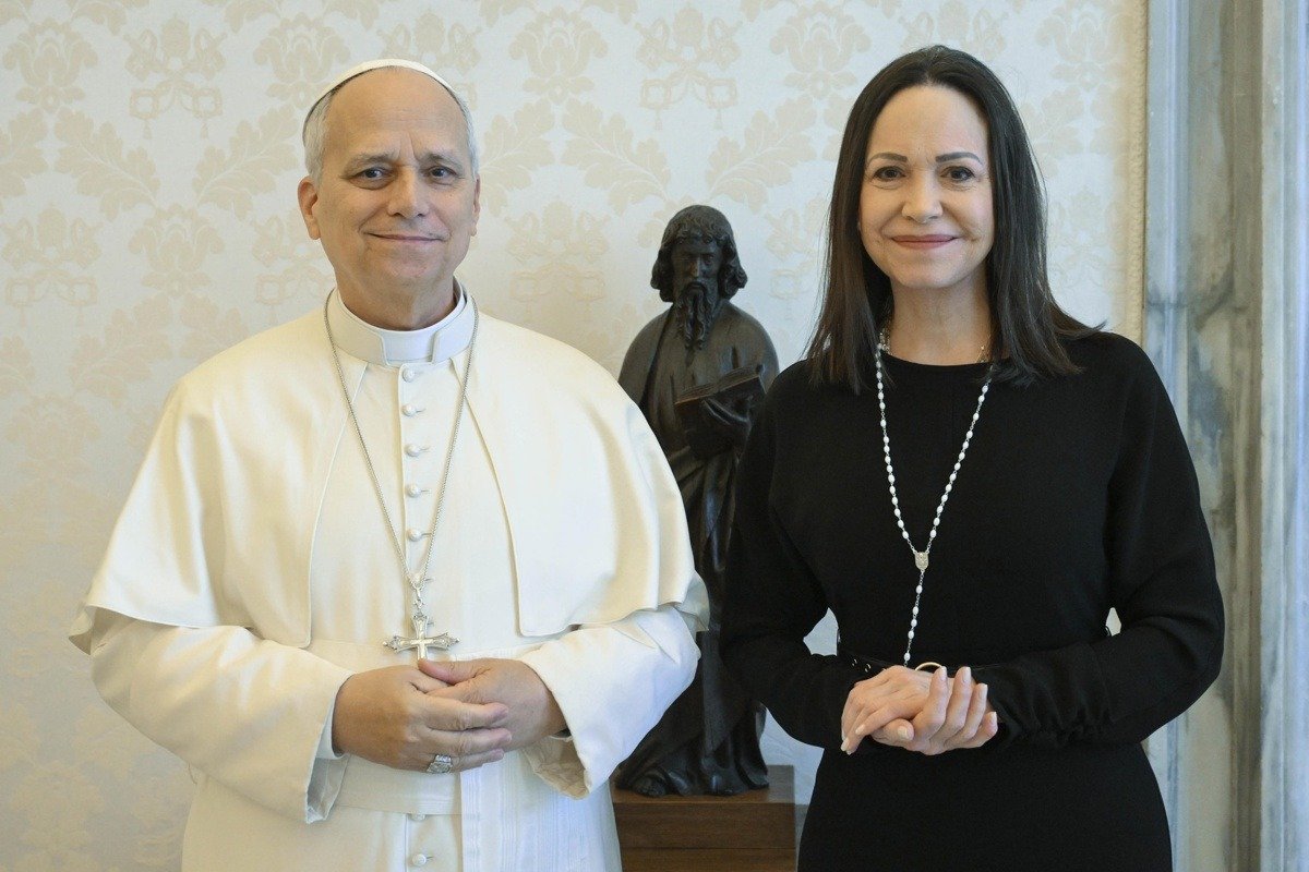 El papa León XIV recibe en el Vaticano a María Corina Machado